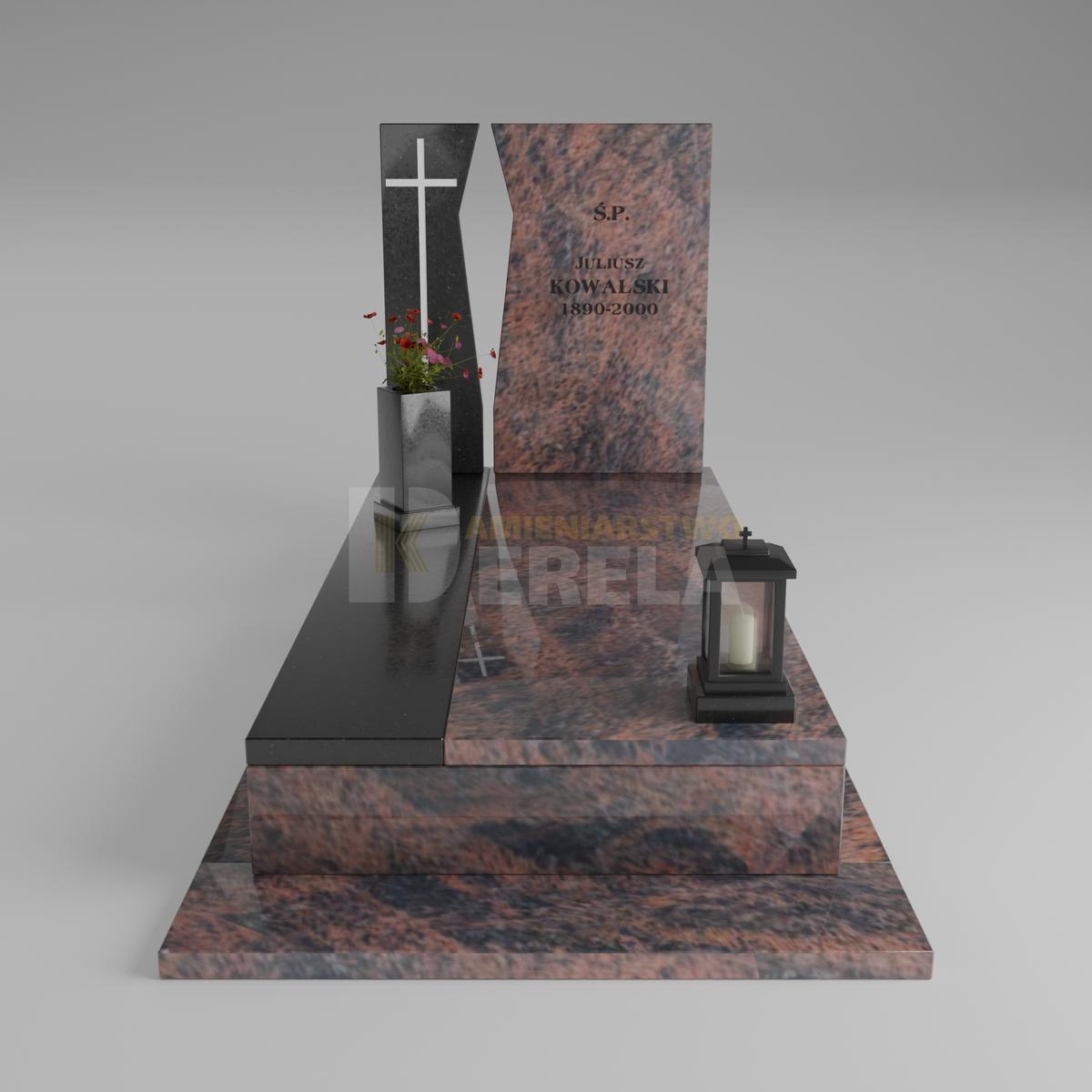 ciemny pomnik granitowy z frontu