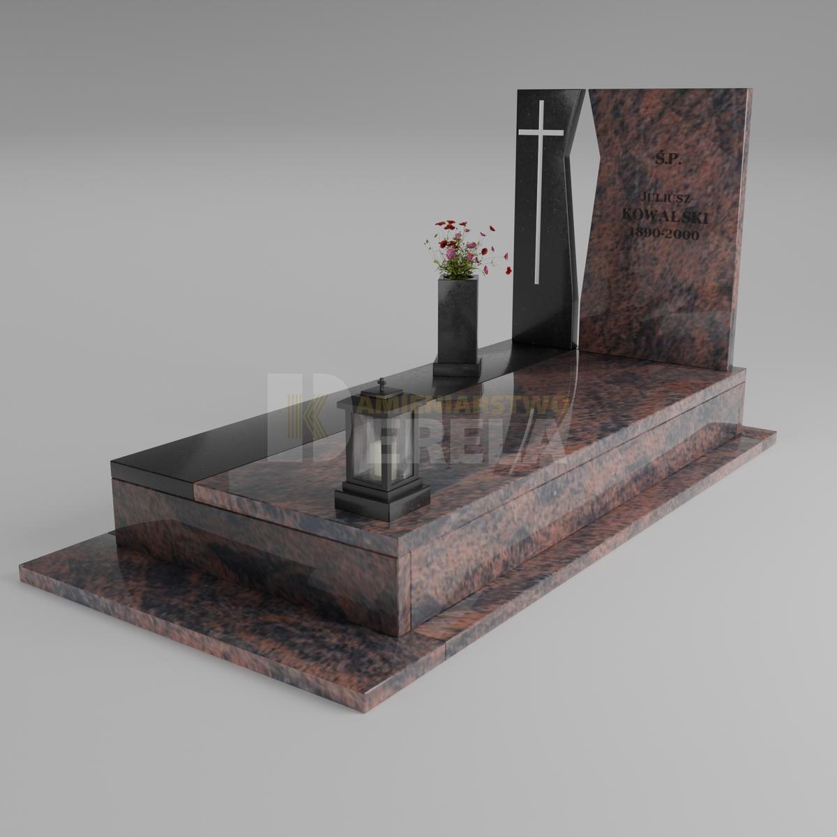 ciemny pomnik granitowy z skosu