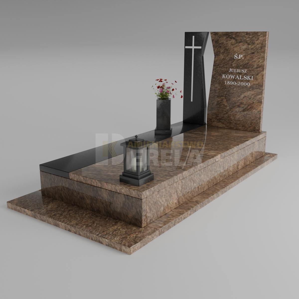 ciemny pomnik granitowy z skosu