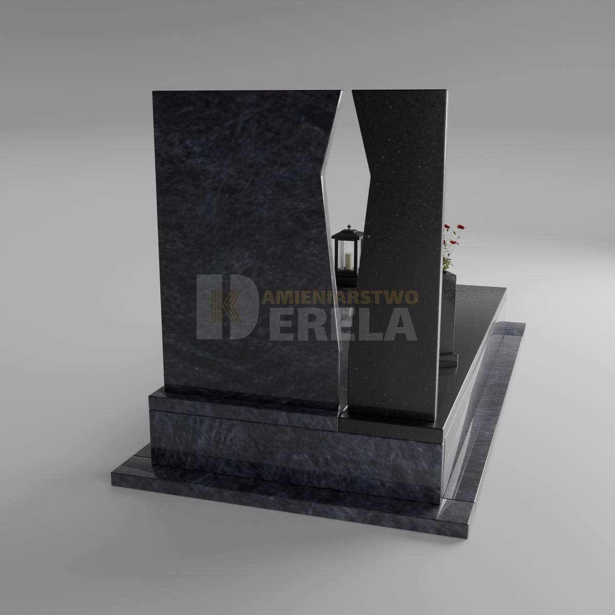 ciemny pomnik granitowy z tyłu