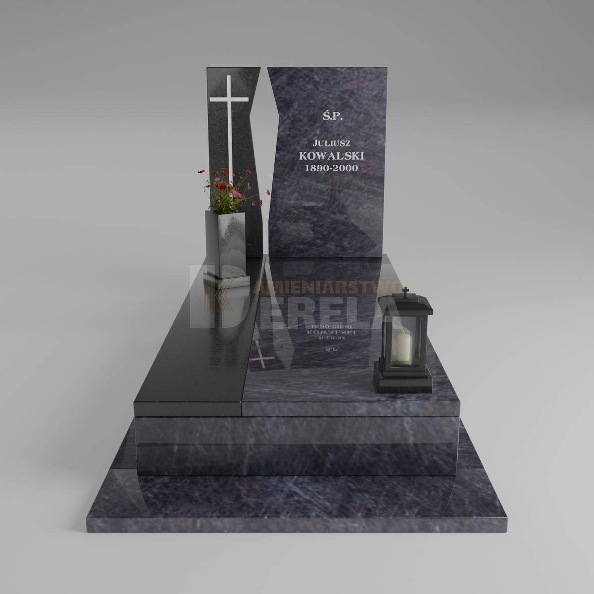 ciemny pomnik granitowy z frontu