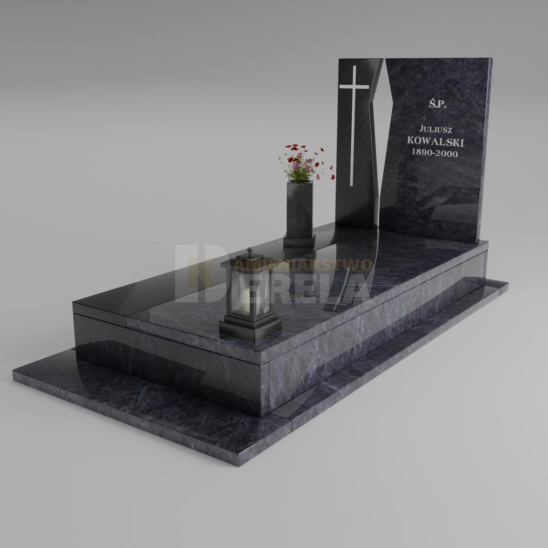 ciemny pomnik granitowy z skosu