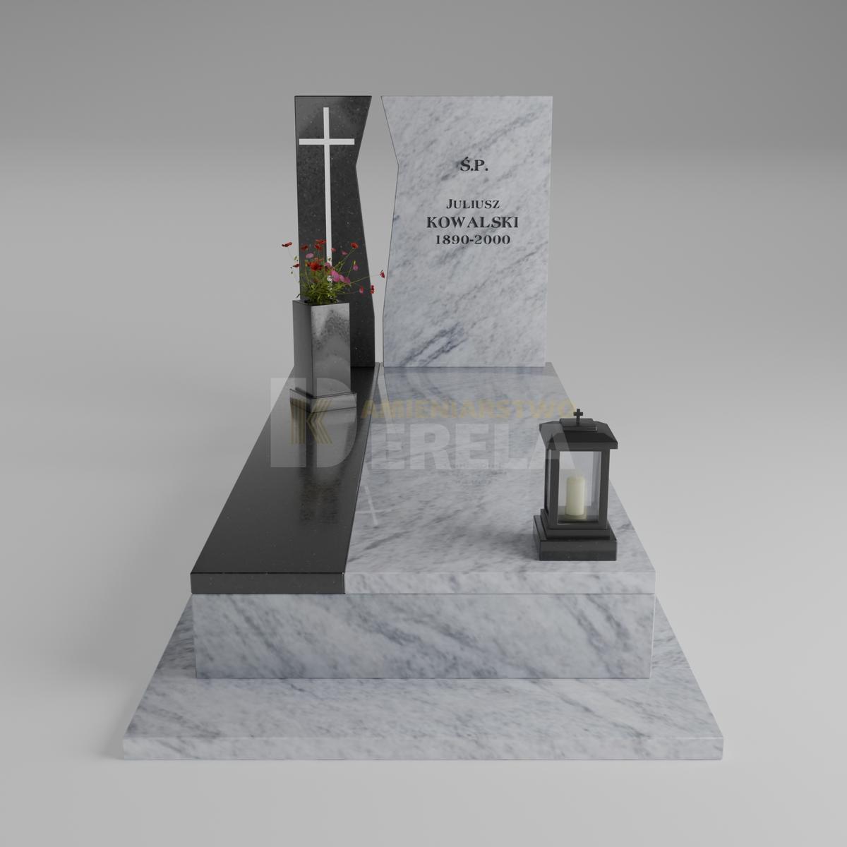 ciemny pomnik granitowy z frontu