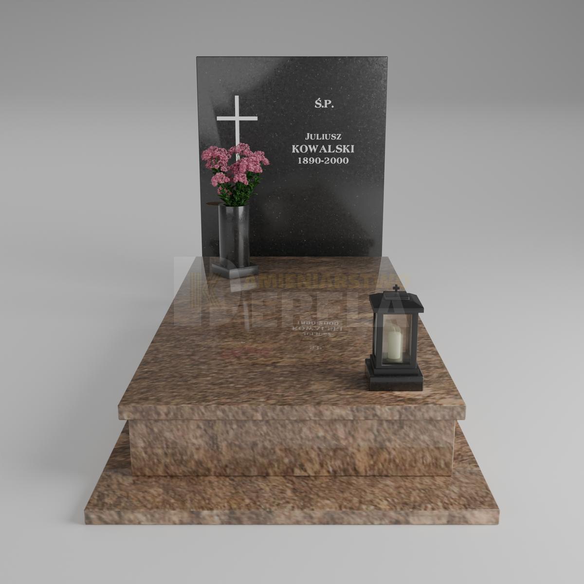 ciemny pomnik granitowy z frontu