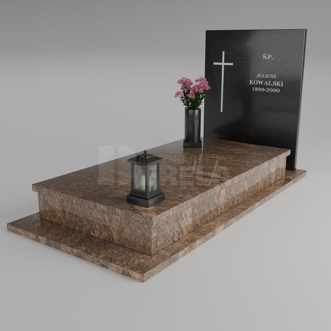 ciemny pomnik granitowy z skosu