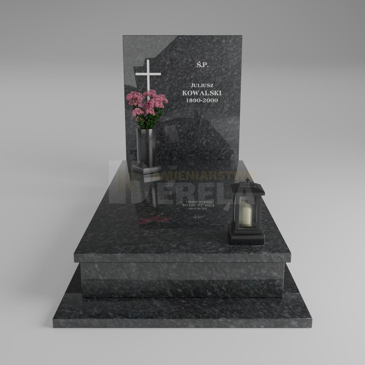 ciemny pomnik granitowy z frontu