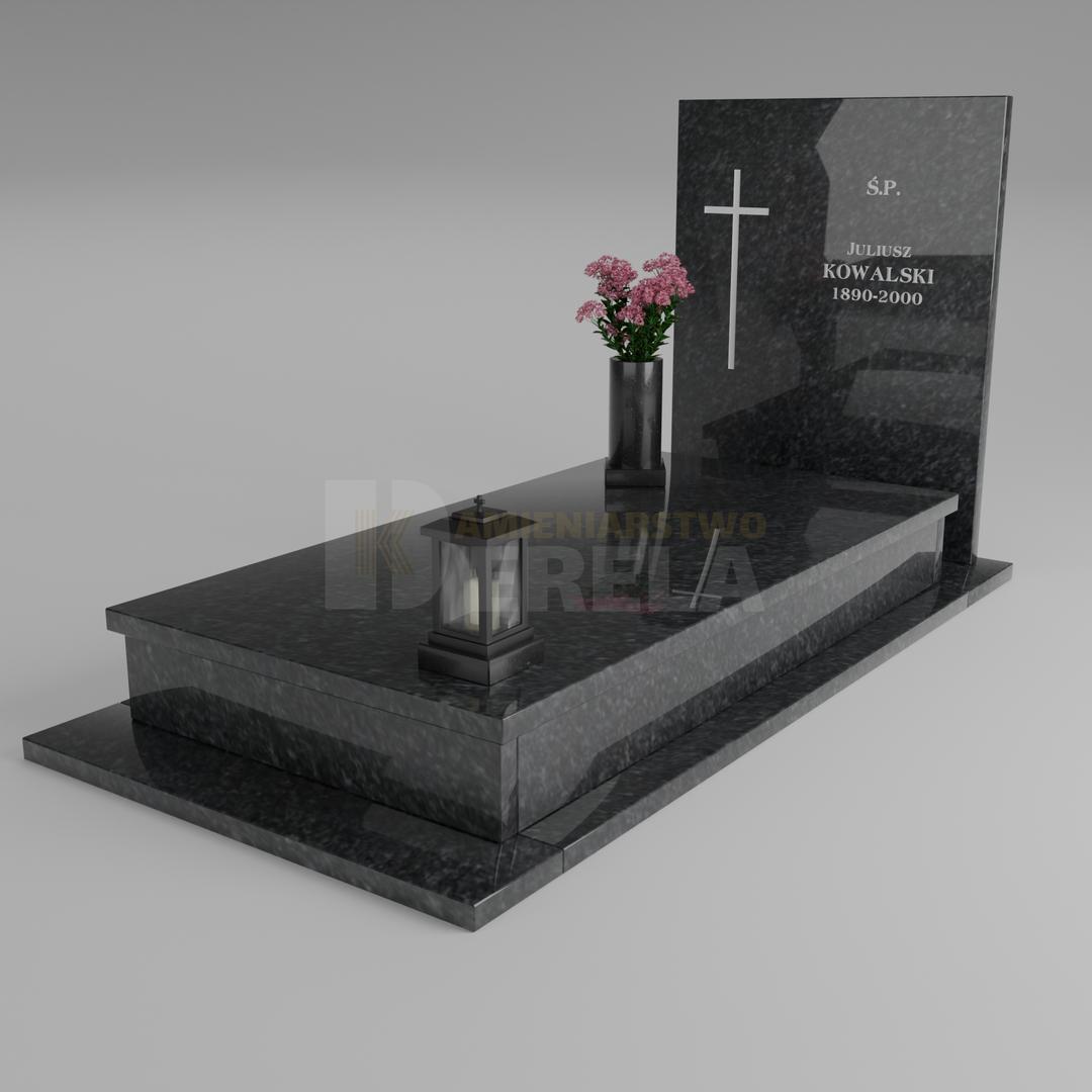 ciemny pomnik granitowy z skosu