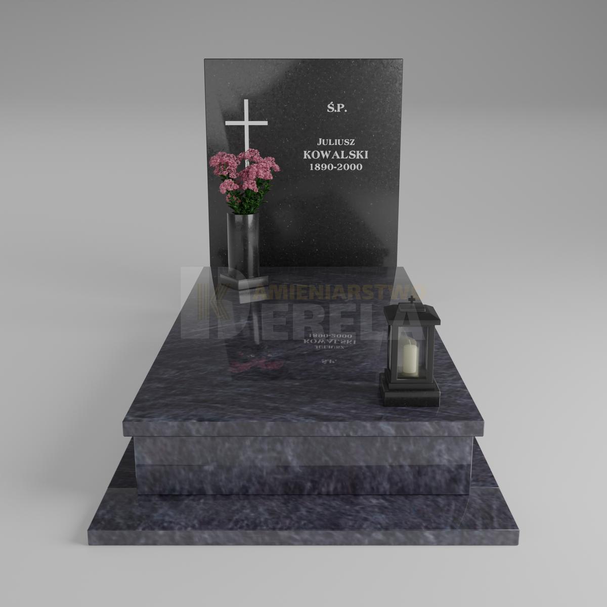 ciemny pomnik granitowy z frontu