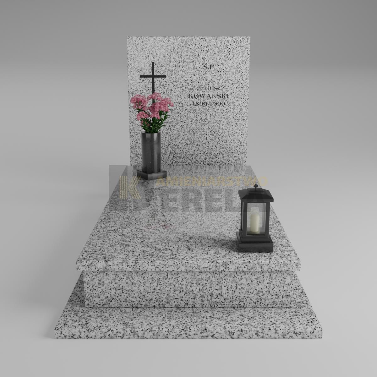 ciemny pomnik granitowy z frontu