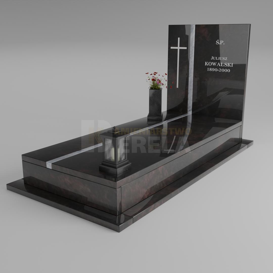 ciemny pomnik granitowy z skosu