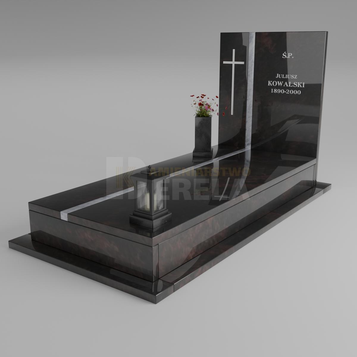 ciemny pomnik granitowy z skosu