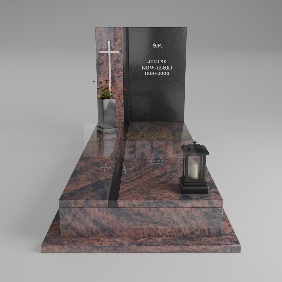 ciemny pomnik granitowy z frontu