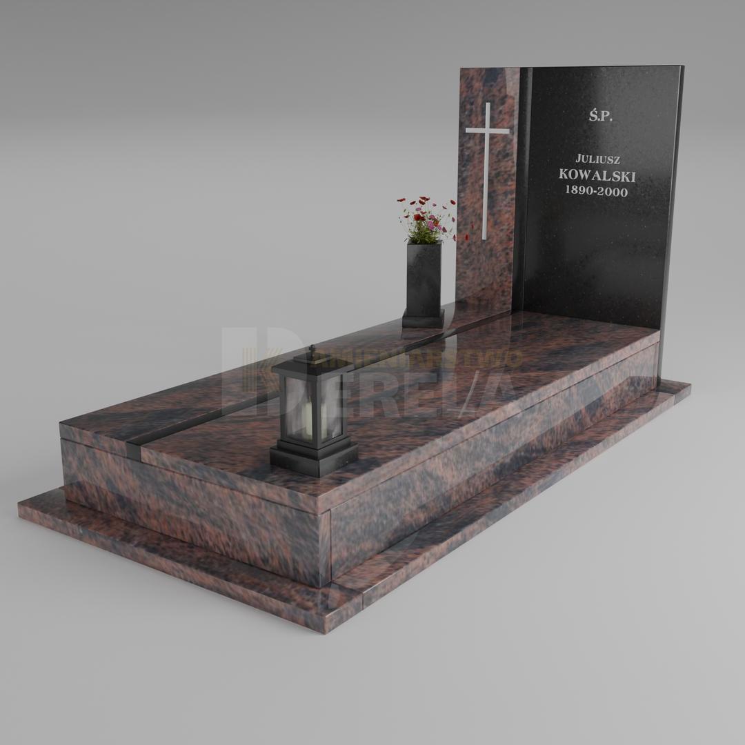 ciemny pomnik granitowy z skosu