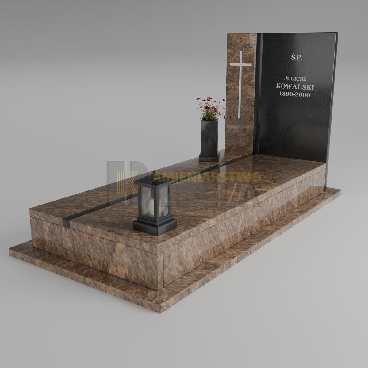 ciemny pomnik granitowy z skosu