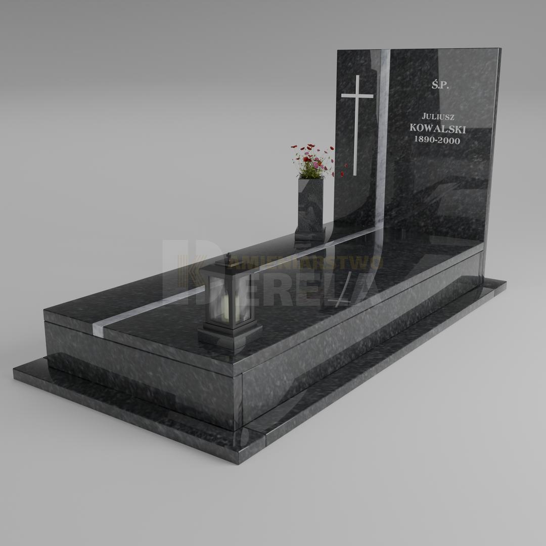 ciemny pomnik granitowy z skosu