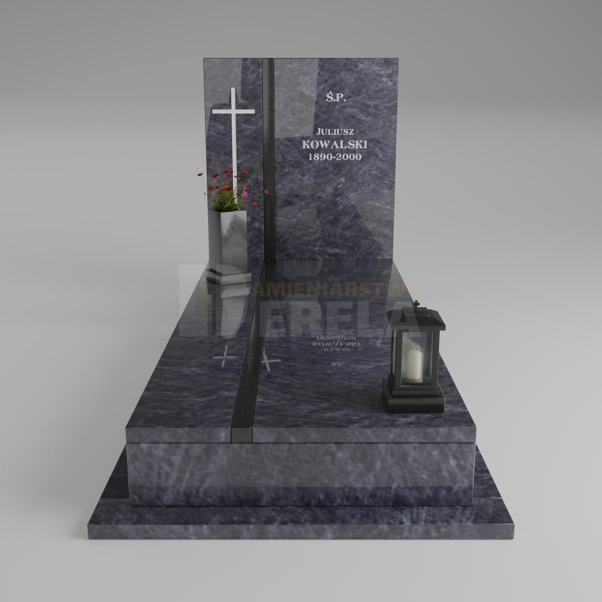 ciemny pomnik granitowy z frontu