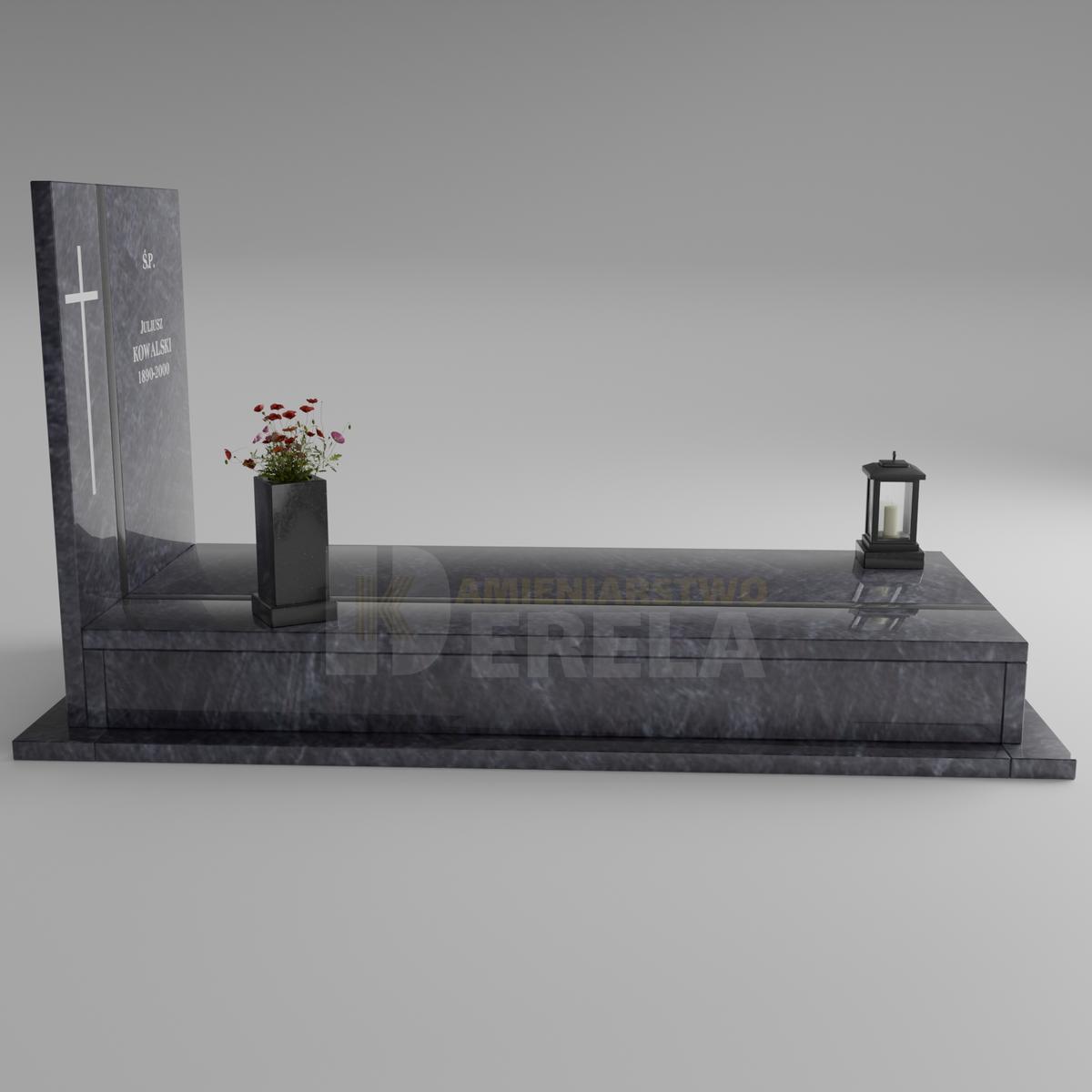 ciemny pomnik granitowy z lewej strony