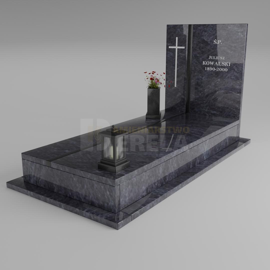 ciemny pomnik granitowy z skosu