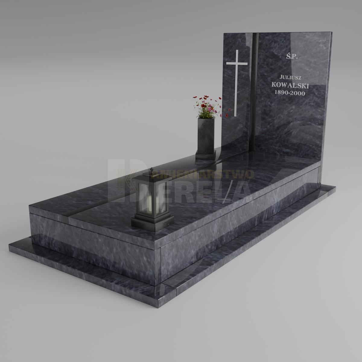 ciemny pomnik granitowy z skosu