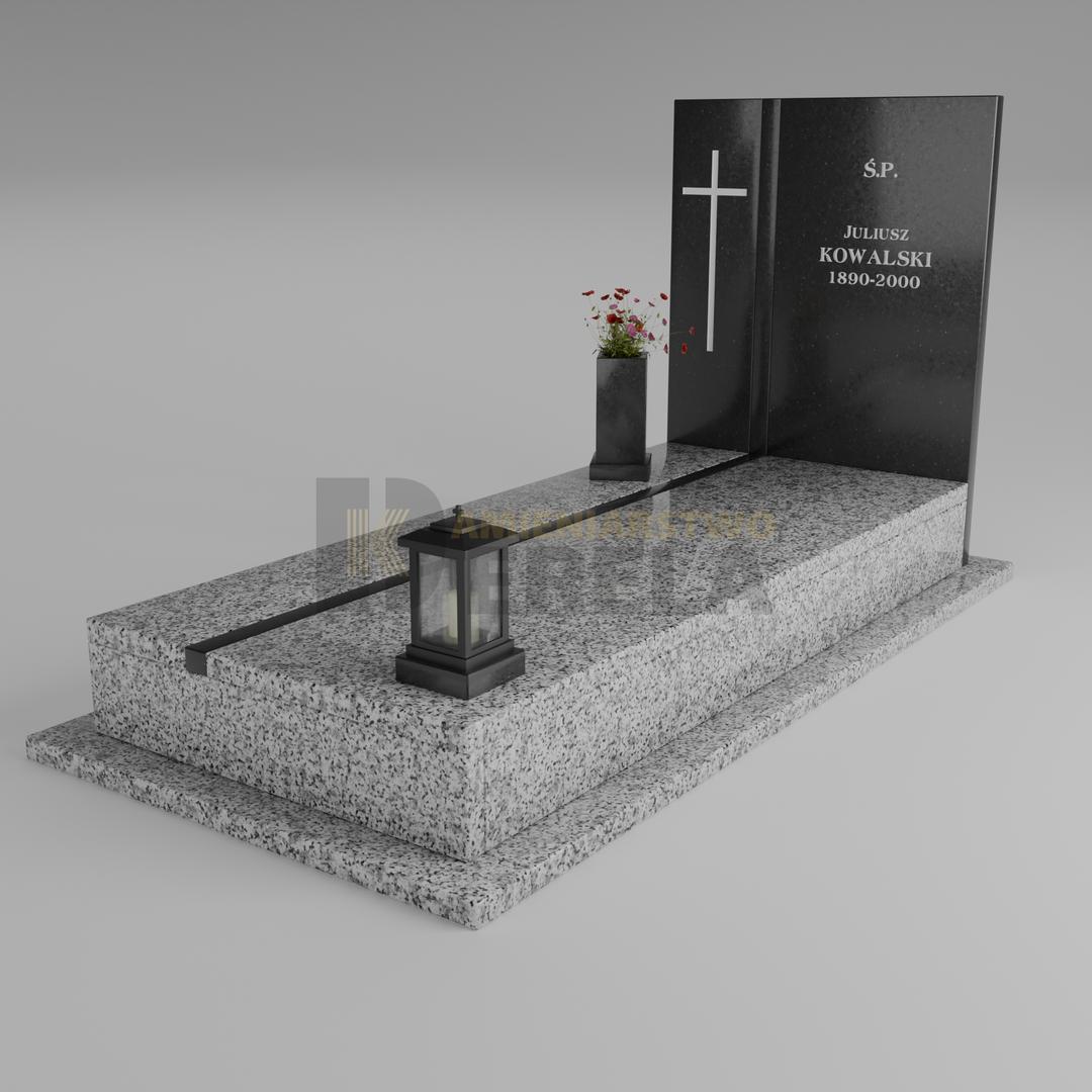 ciemny pomnik granitowy z skosu