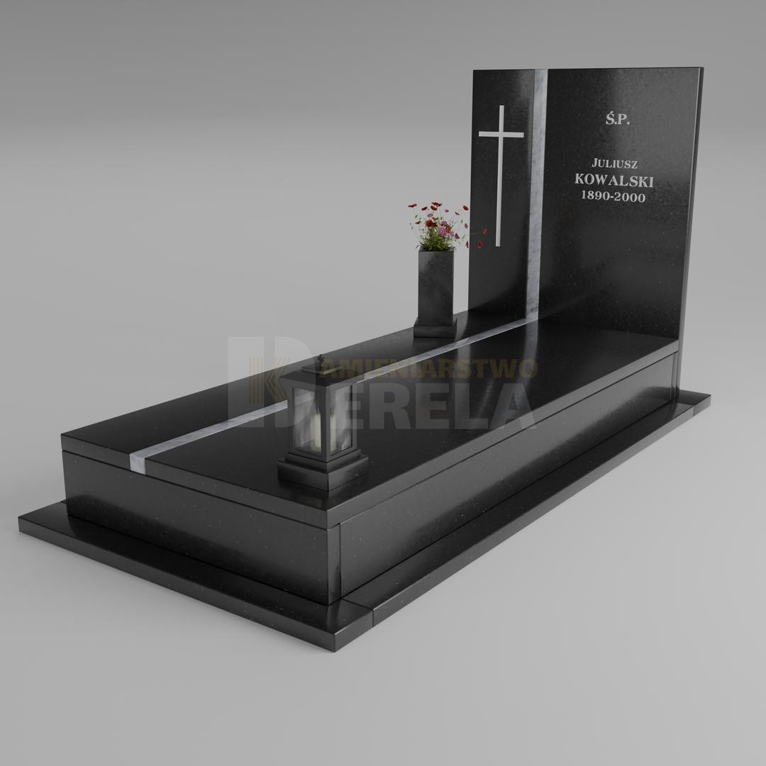 ciemny pomnik granitowy z skosu