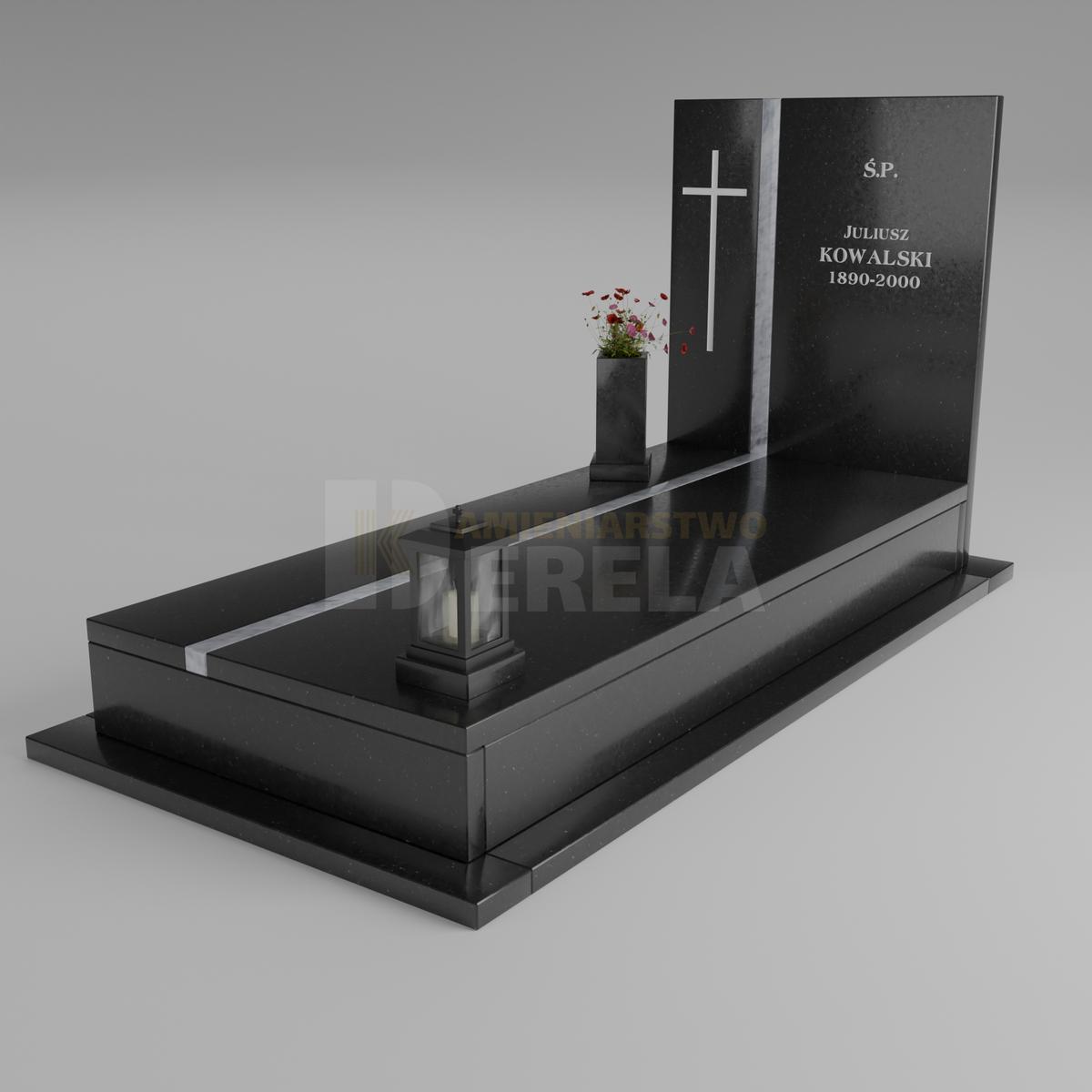 ciemny pomnik granitowy z skosu