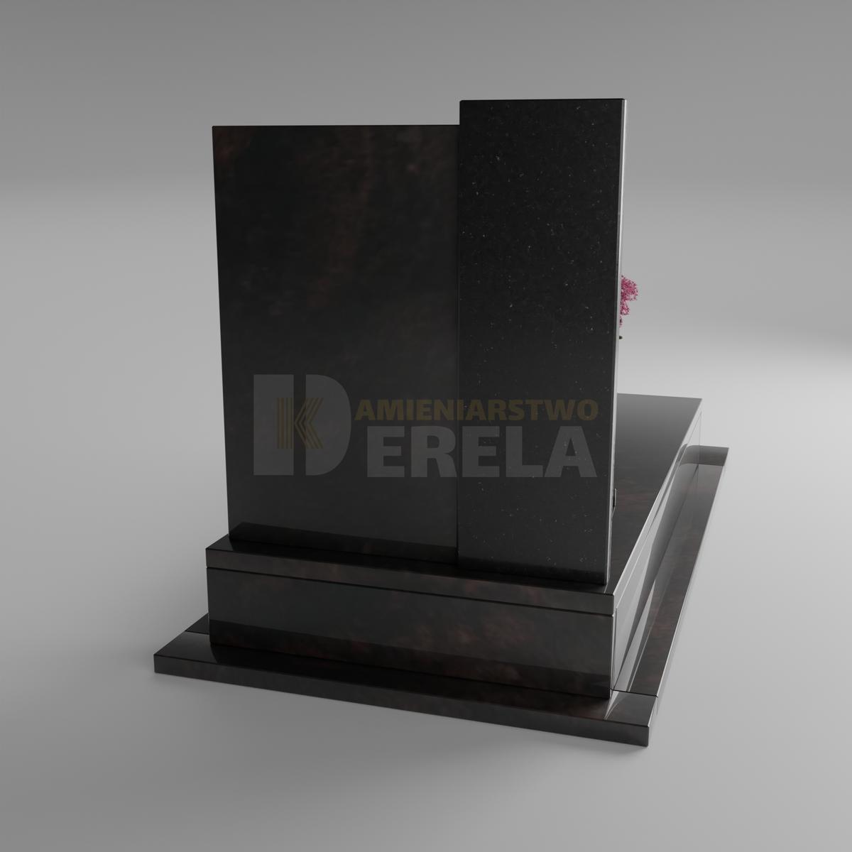 ciemny pomnik granitowy z tyłu