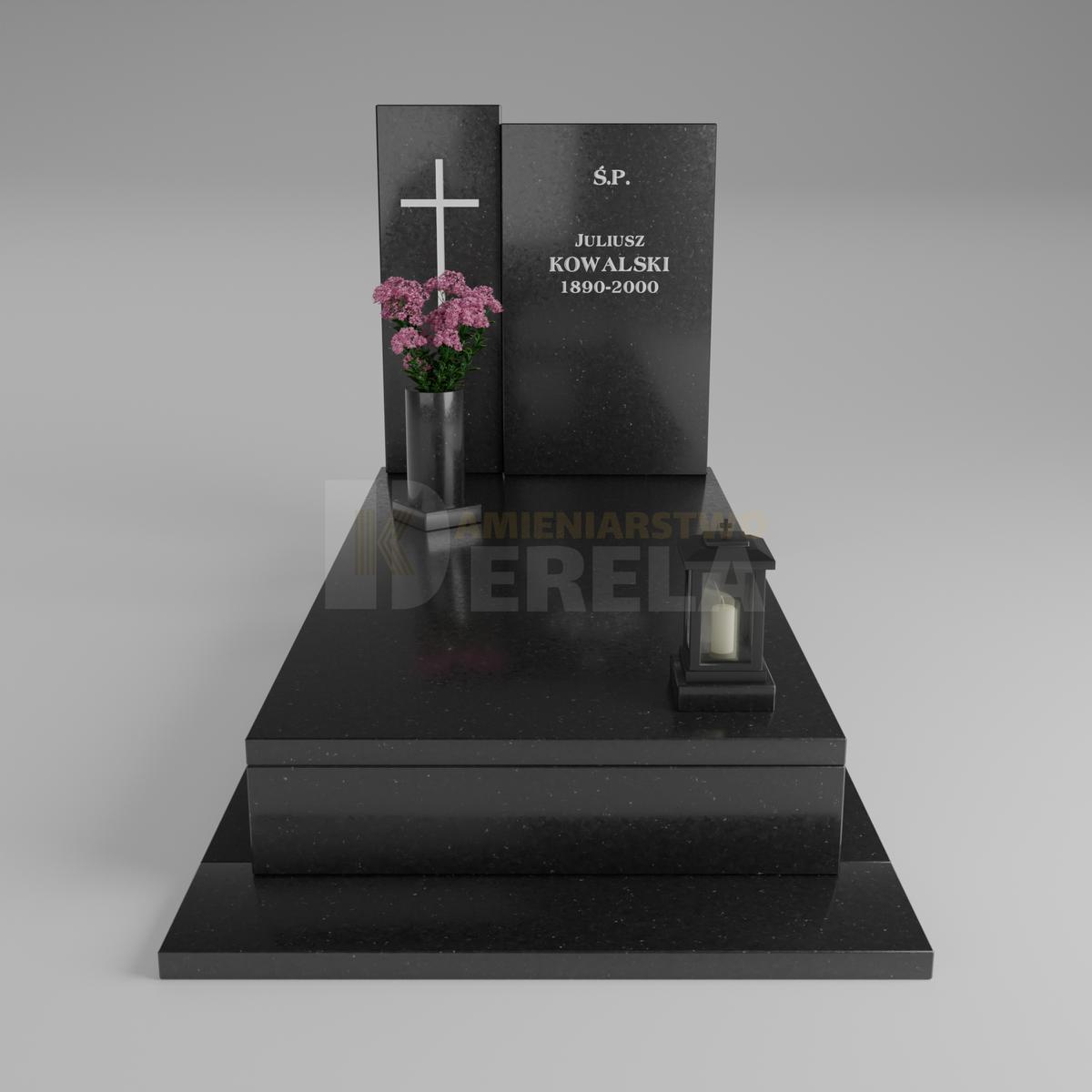 ciemny pomnik granitowy z frontu