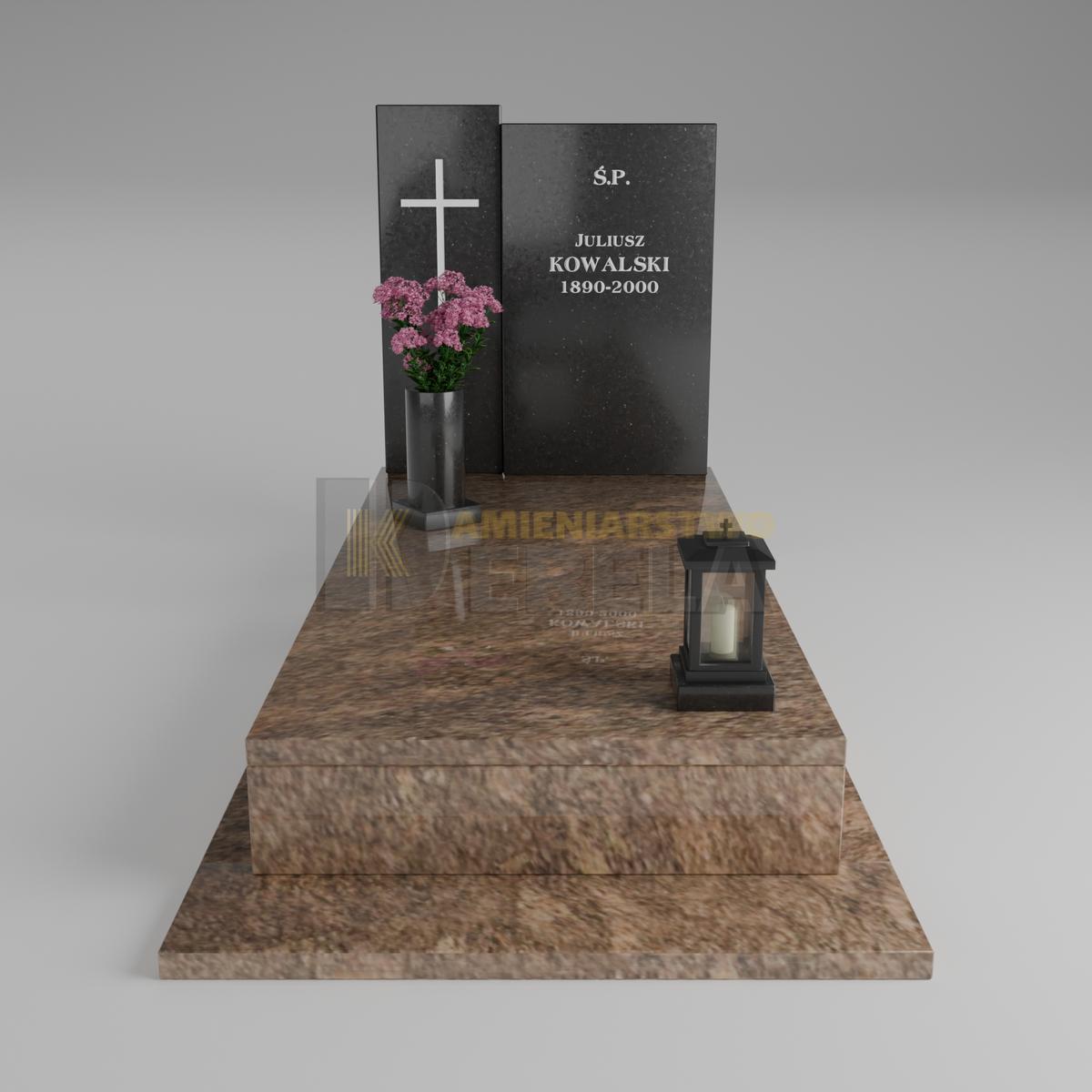 ciemny pomnik granitowy z frontu