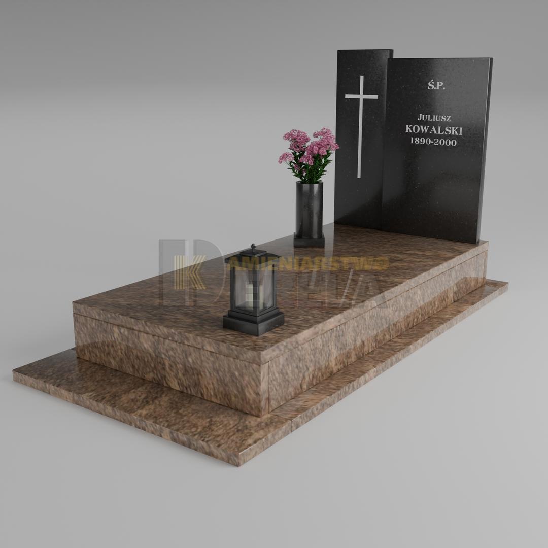 ciemny pomnik granitowy z skosu