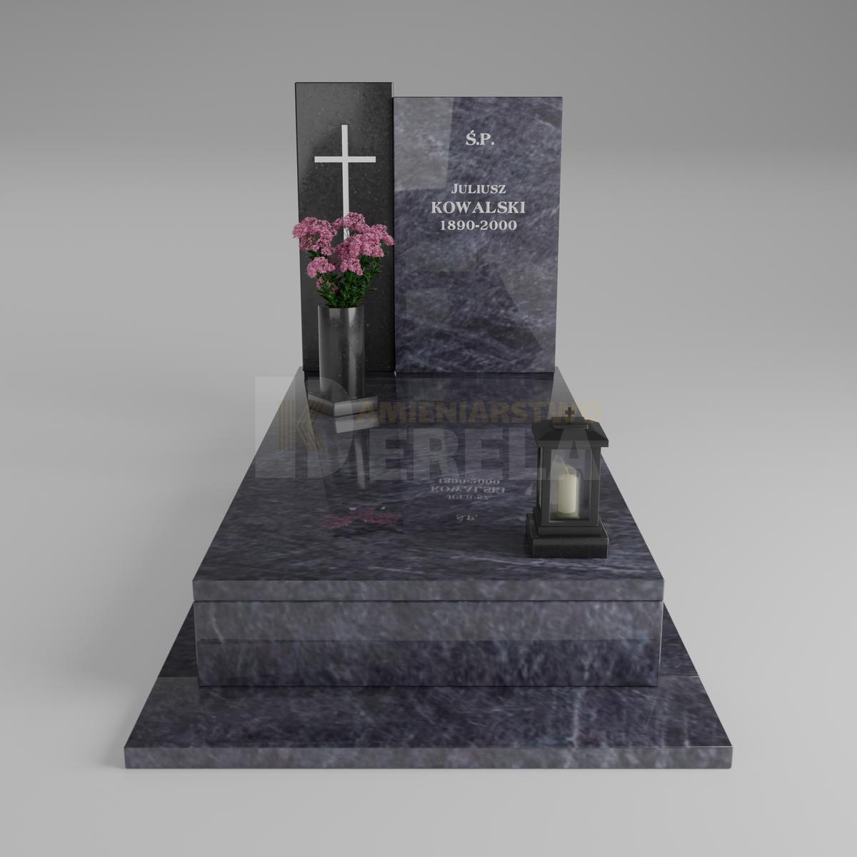 ciemny pomnik granitowy z frontu