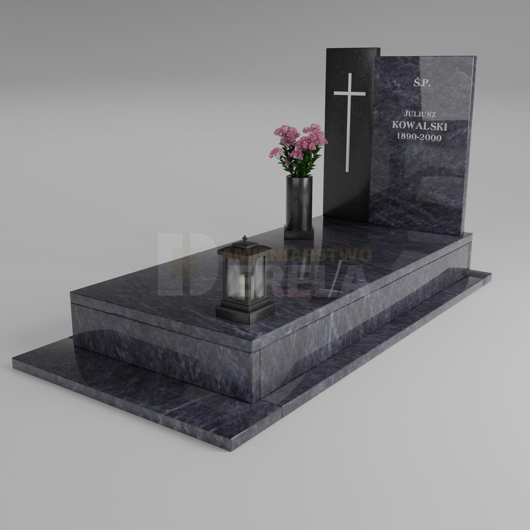 ciemny pomnik granitowy z skosu