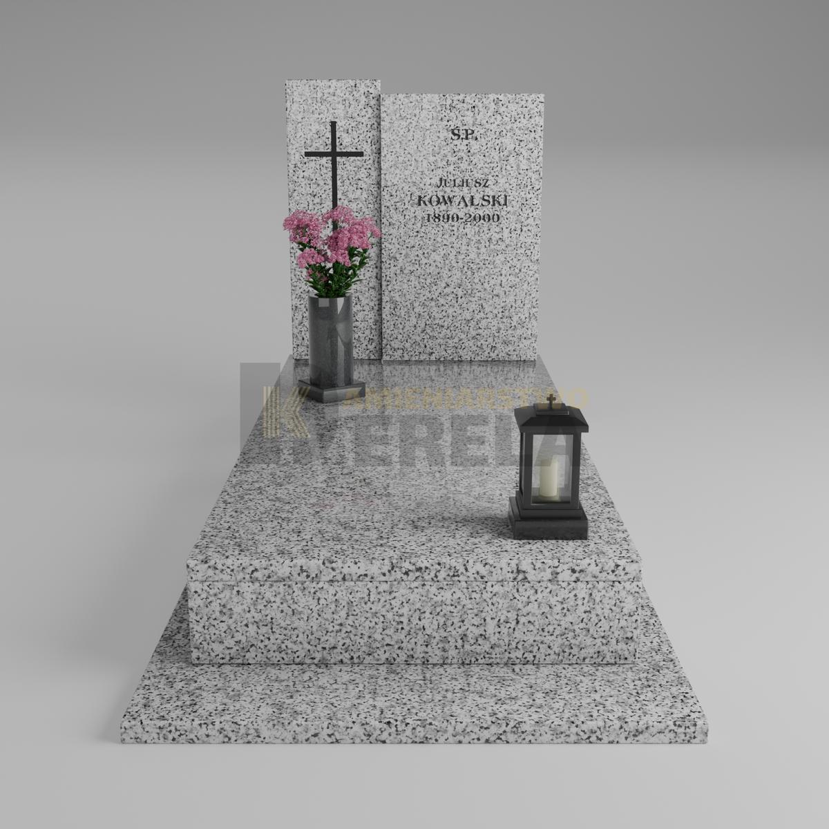 ciemny pomnik granitowy z frontu