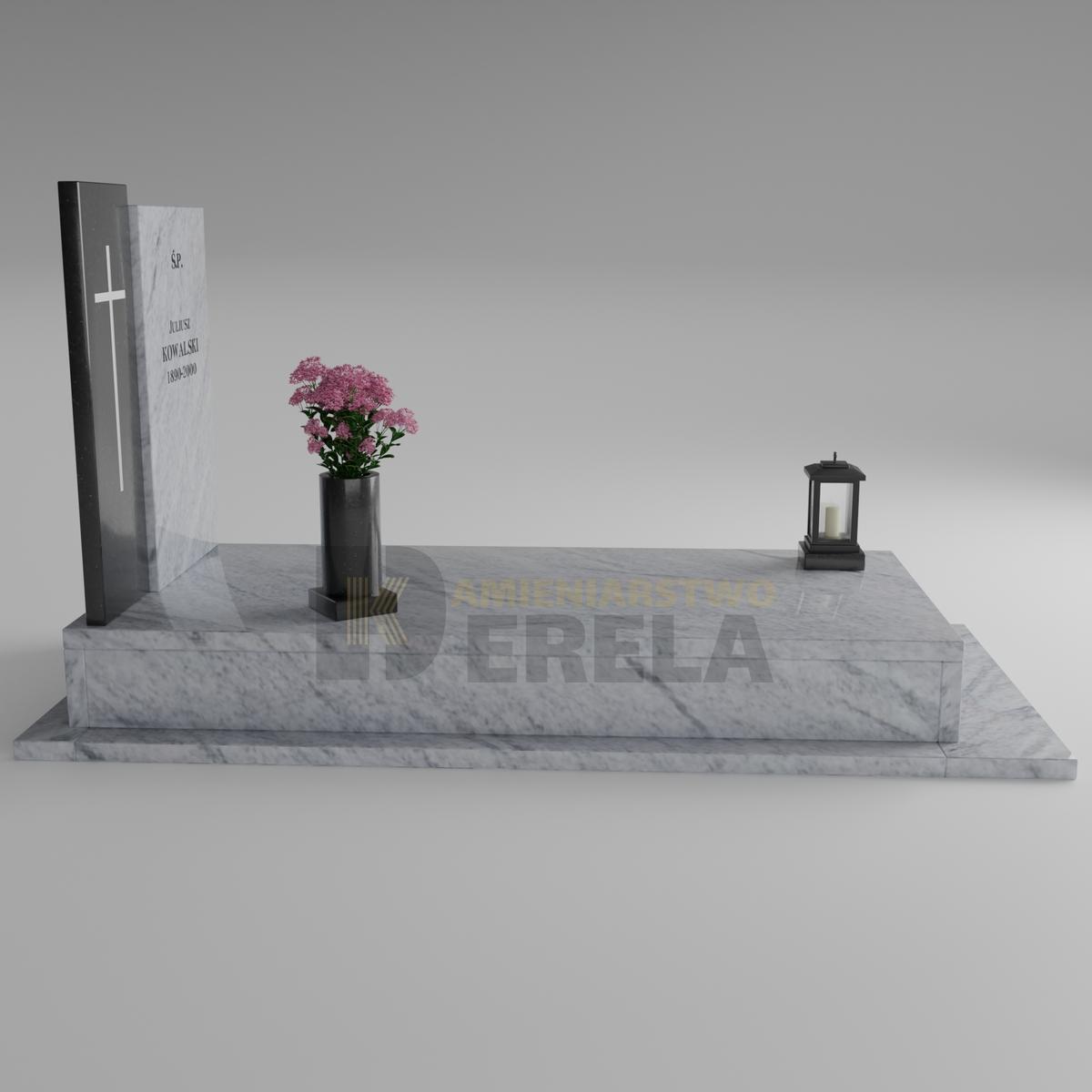 ciemny pomnik granitowy z lewej strony